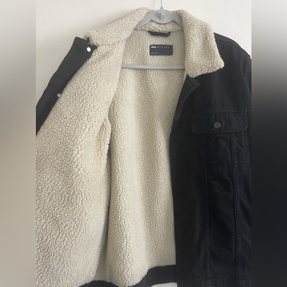 Black Denim Sherpa Jacket - Picture 2 of 4